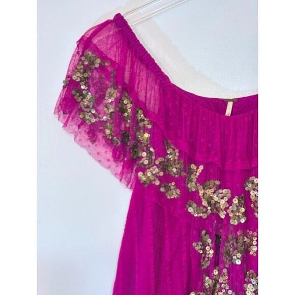 Free People Elisas Off The Shoulder Top in Plum Size XS - Picture 4 of 7